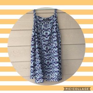 A.N.A Blue and White Water Marble Blouse